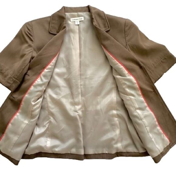 Coldwater Creek Brown Tan Short Sleeve Pockets Lined Career Blazer Size 6 Petite - Picture 7 of 11